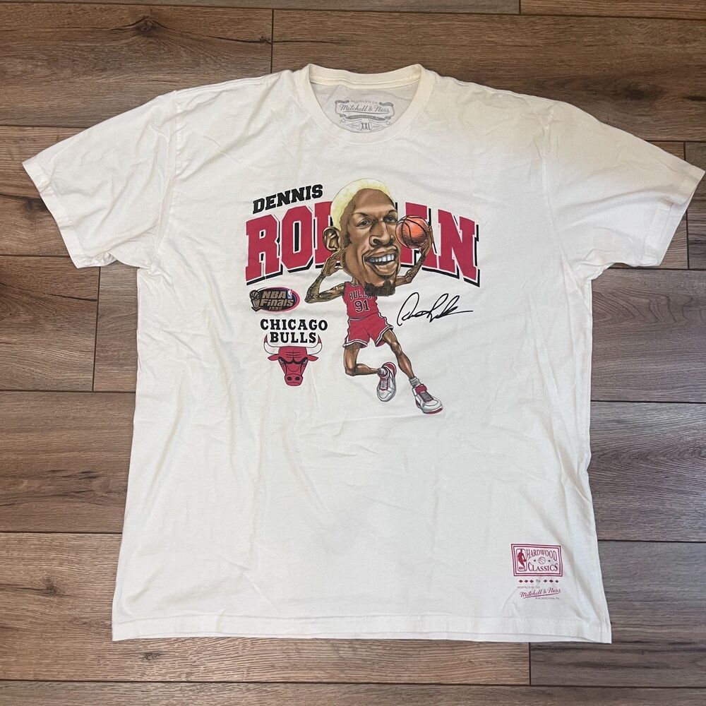 Mitchell & Ness Dennis Rodman Chicago Bulls 1996 Hardwood Cartoon T-Shirt 2XL